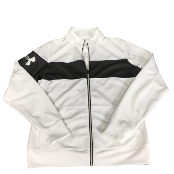 Athletic Jacket By Under Armour In Grey & White, Size: M For Discount