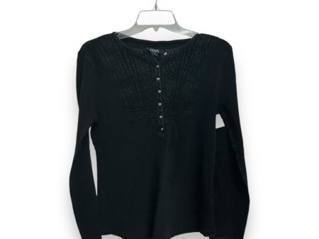 Top Long Sleeve Basic By Chaps In Black, Size: M Online Hot Sale