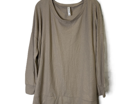 Top Long Sleeve Basic By Zenana Outfitters In Tan, Size: L Hot on Sale