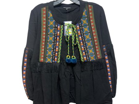 Tie Front Fringed Open Cardigan By DorDor Couture In Multi-colored, Size: S Fashion