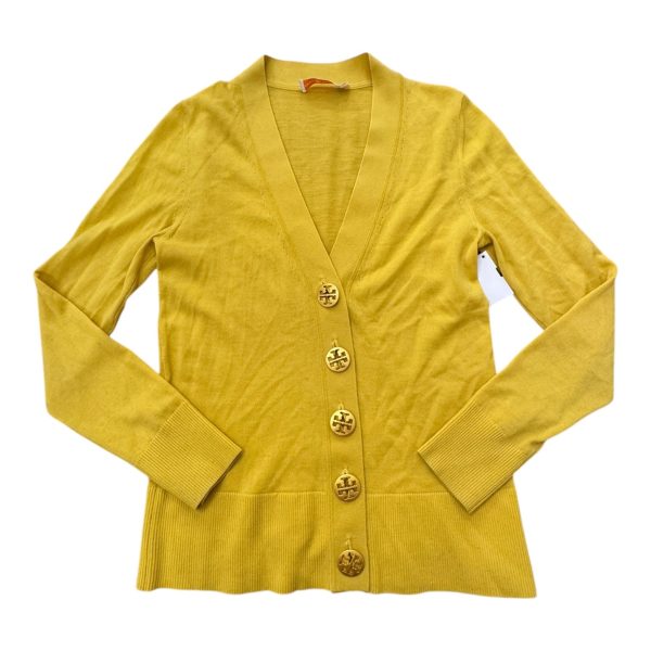 Sweater Cardigan Designer By Tory Burch In Yellow, Size: S For Discount