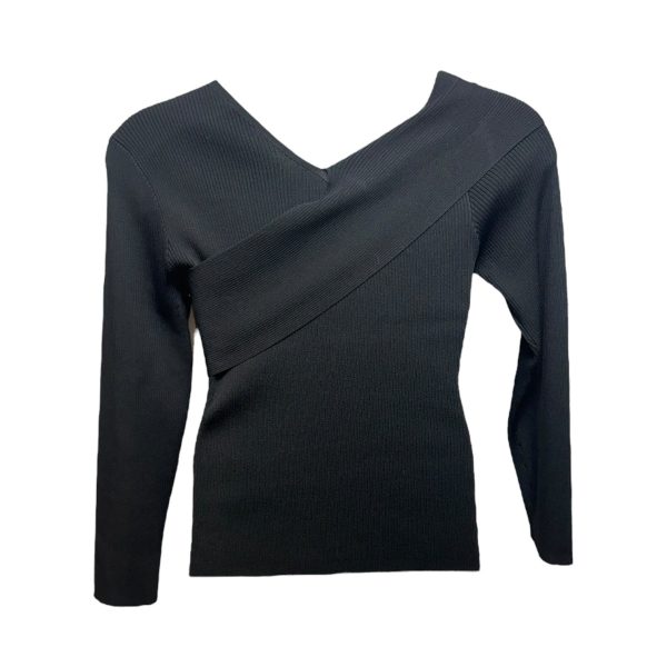 Ribbed Knit Asymmetric Detail Top By Karen Millen In Black, Size: L on Sale